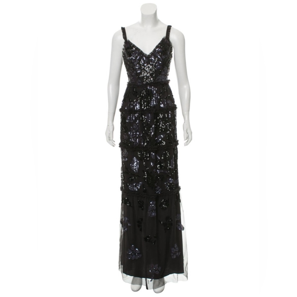 Needle & Thread Black Sequin Maxi Dress